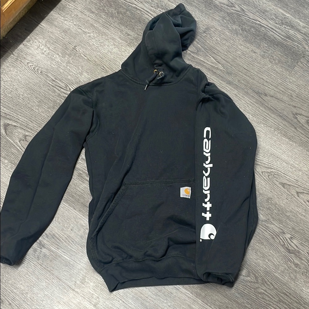 Carhartt Charcoal Hoodie with Sleeve Logo